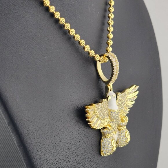 Sterling Silver 925 Flying Eagle Necklace with Two Money Bags – Bold & Symbolic